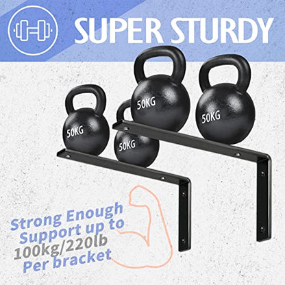 CLT Black Shelf Bracket, 12” X 5” Quarter Inch (1/4") Thick- Max Load: 440 lb Rustic Industrial Modern Farmhouse Heavy Duty Cold Rolled Steel Bracket for Table Bench, Space Saving DIY, Pack of 4 - color: Black L Bracket, size: 12 Inch