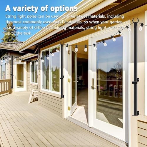NUERPO String Light Poles,Metal Poles for Hanging Outdoor Light Strings, Light Poles Stand for Outside Garden,Patio,Wedding,Backyard,Deck,Party (10 Pack 5FT String Light Poles) - size: 10 Pack 5FT String Light Poles