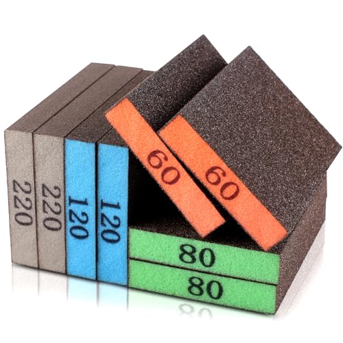 8 Pack Sanding Sponge, 60/80/120/220 Grit Premium Sandpaper Block