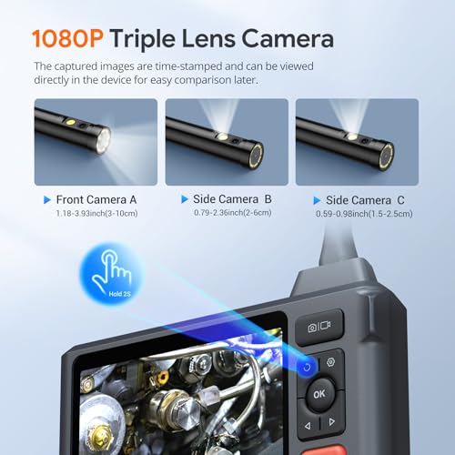 DEPSTECH Endoscope Camera with Light, Triple Lens 5" IPS Inspection Camera - size: 16.5FT