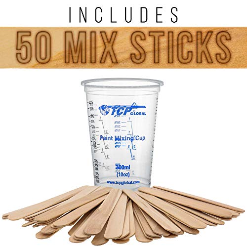 TCP Global 10 oz. (300ml) Graduated Plastic Mixing Cups - Box of 50