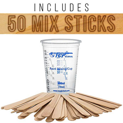 TCP Global 10 oz. (300ml) Graduated Plastic Mixing Cups - Box of 50