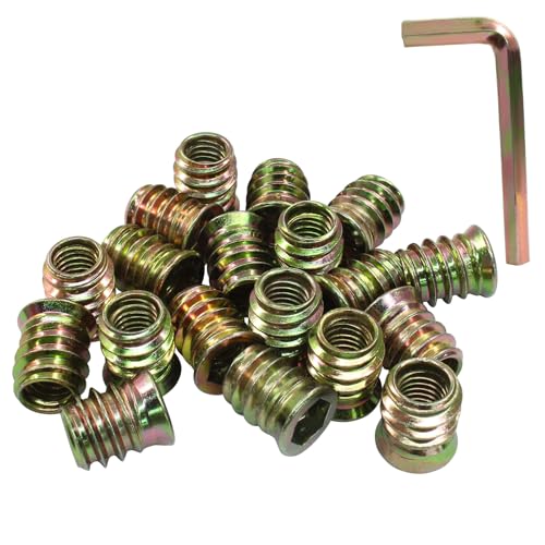 20 Pcs 3/8"-16x 20mm Threaded Inserts for Wood - size: 3/8"-16x 20mm