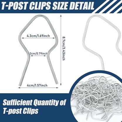 Hicarer 400 Pcs T Post Metal Wire Fence Clips, 11 Gauge Steel Fence Ties - size: 11 Gauge