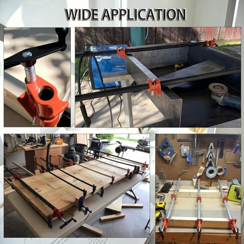 6-Pack 3/4" Wood Gluing Clamp, With Unique Foot Design, Fit for 3/4" Pipe