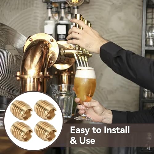 Threaded Inserts, 10 PCS Knife Threaded Insert Brass Dual-Threaded Insert for Wooden Tap Handle Beer Tap Handle Insert Homebrew Hardware Beer Tap Handles for 3/8in-16 Unc External Thread