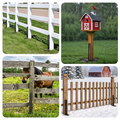 4 Pack Fence Post Repair Kit, Removable Anchor Spike for Wood Post - size: 4 PCS