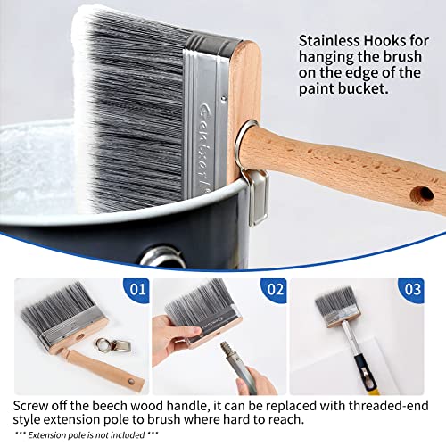 Genixart Deck Stain Brush for Wood, Lime Wash Paint Brush, 5-inch, 2 Pack