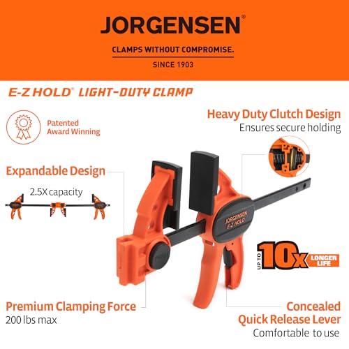 JORGENSEN E-Z Hold 4-Pack 6" 200LBS Light Duty Woodworking Bar Clamps - size: 4 Count (Pack of 1)