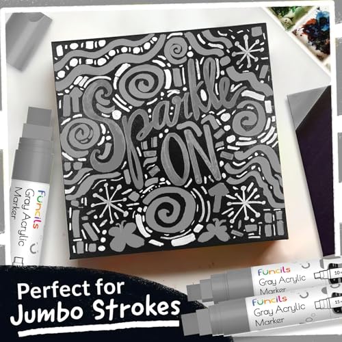 5 Gray Paint Pen - Grey Acrylic Paint Marker for Wood, Fabric - color: Grey