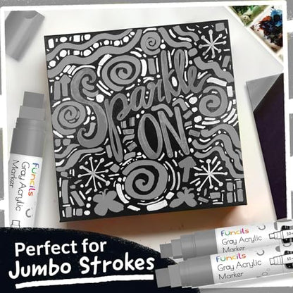 5 Gray Paint Pen - Grey Acrylic Paint Marker for Wood, Fabric - color: Grey