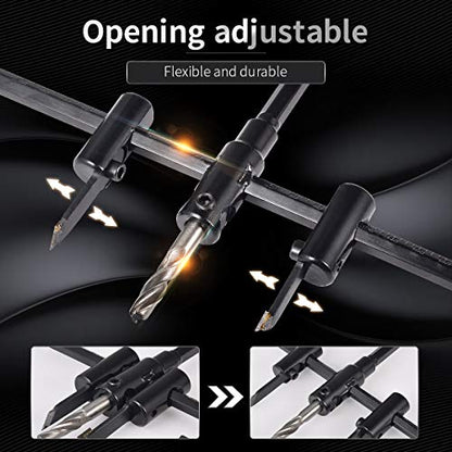 KATUR 30mm to 200mm Adjustable Circle Hole Cutter Saw Kit, Wood Drywall Drill Bit Saw Round Cutting, Woodworking Twist Hole DIY Tools (30-200mm) - size: 30-200mm