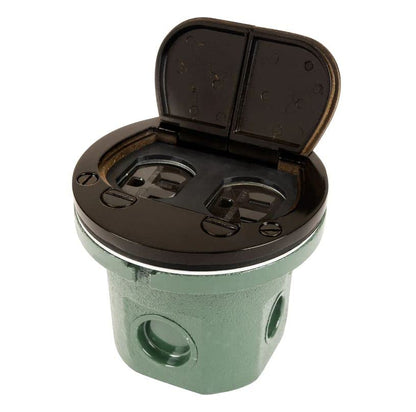 Flush Mounted Round Floor Box (Dual Flip Lid | Power, Dark Bronze) - color: Dark Bronze, size: Dual Flip Lid | Power