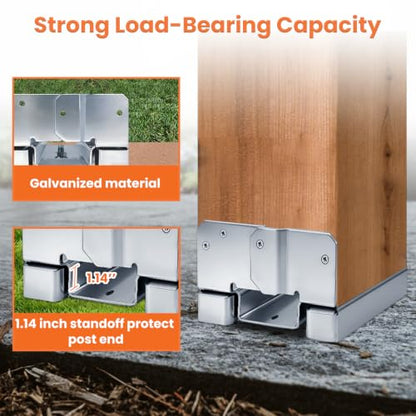 2 PCS 8x8 Post Base for Concrete Heavy Duty Silver E-Coated - color: Silver