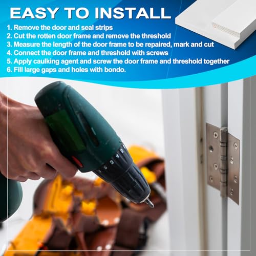CroBlissful 1 Set 8 Inch L X 4-9/16 Inch W X 1-1/4 T Exterior Door Jamb Repair Kit, Jamb Paintable Wood Rotted Door Frame Repair Kit for Exterior Frame - size: 8 Inch L X 4-9/16 Inch W X 1-1/4 T