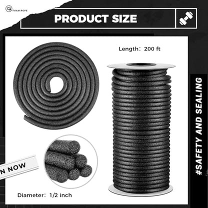 MotiMind Foam Backer Rod for Gap, 1/2 Inch X 200 ft, Black, 1 Roll - color: Black, size: 1/2 Inch X 200 ft