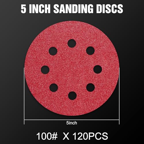 120 Pcs 5 inch Sanding Discs 100 Grit 8 Hole Hook and Loop - style: 120 Pcs-100 Grit