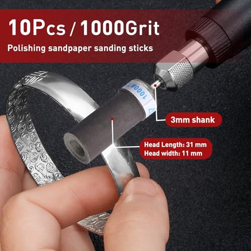 Sanding Sticks,600 Grit 10PCS Sanding Drums for Dremel Rotary Tool - style: 1000 Grit 10 Pcs
