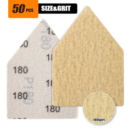 POLIWELL Triangle Sanding Sheets 50PCS 90x65mm Hook & Loop - style: 180 Girt