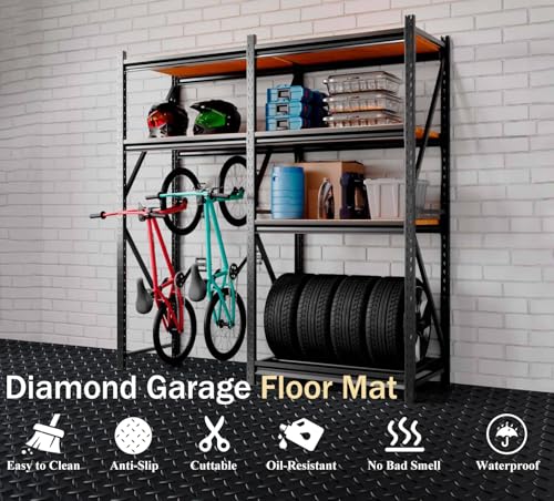 StellarStar 4x8 FT Garage Floor Mat, 2.8mm Thickened PVC Diamond Plate - color: Black, size: 4x8 FT