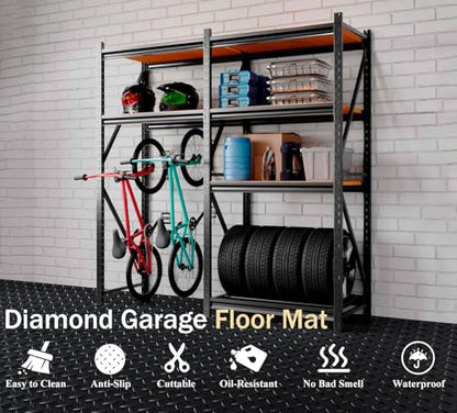 StellarStar 4x8 FT Garage Floor Mat, 2.8mm Thickened PVC Diamond Plate - color: Black, size: 4x8 FT