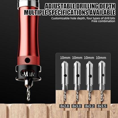 10 in 1 Multifunctional Countersink Drill Bit Set with Red Aluminum Handle Adjustable Depth Limit Countersink Drill Bits for Wood Professional Woodworking Tool Kit Making the Cut Store
