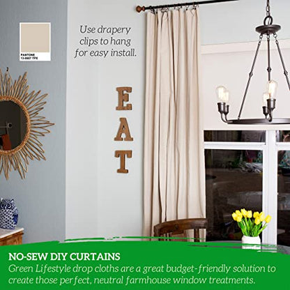 GREEN LIFESTYLE All Purpose Canvas Drop Cloths - Drop Cloth for Painting, Floor Cover, Heavy Duty Protection for Furniture & Surfaces, Reusable Painters Canvas Tarp for Renovation & Home (20x20) - size: 20x20