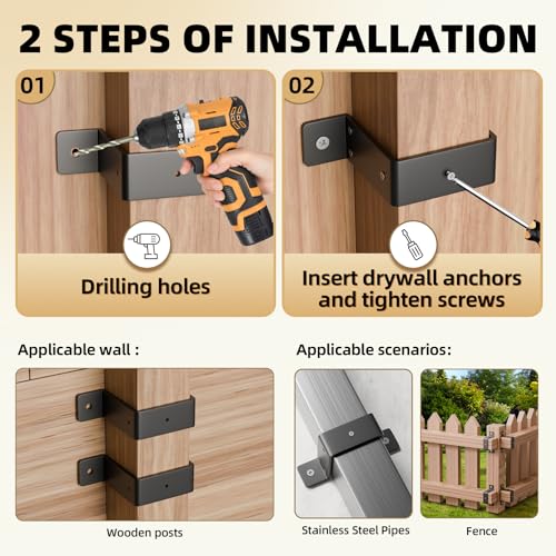 3 Pack 4x4 Strap Post Ties, Heavy Duty Post Brackets for Wood - color: Black 4”x4“ - 3 Pack