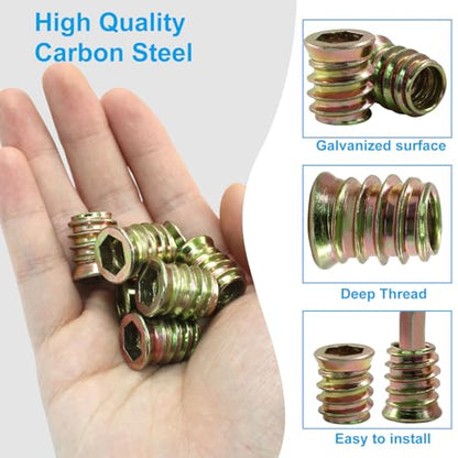 20 Pcs 3/8"-16x 20mm Threaded Inserts for Wood - size: 3/8"-16x 20mm