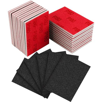 24Pcs Sanding Sponge 180 Grit Wet Dry Soft Foam Hand Sander Block - size: 24pcs 180 Grit, style: Aluminum