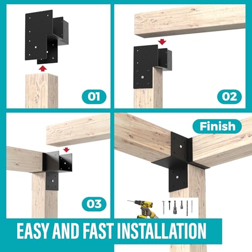 2 Pack 6x6 Heavy Duty Corner Post Cap Tie Bracket for Gazebo, Deck - size: Corner 6"x6"(Actual 5.5"x5.5")