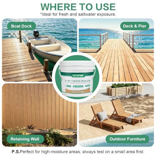 Marine Wood Sealer, Waterproof Wood Protector Clear Sealant 1 Gal