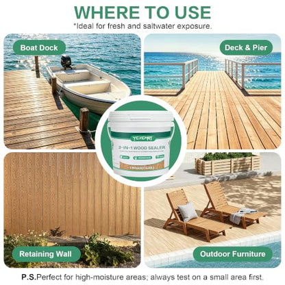 Marine Wood Sealer, Waterproof Wood Protector Clear Sealant 1 Gal