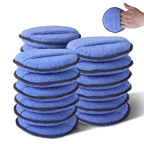 WORKPRO 18-Pack Car Microfiber Wax Applicator Pads with Finger Pocket