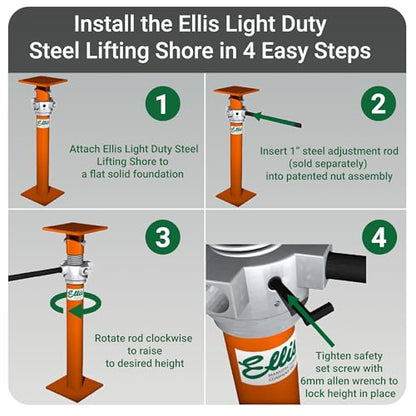 Ellis Light-Duty Lifting Shores, Adjustable Screw Jack Post, 8" to 10" - size: 8"–10"