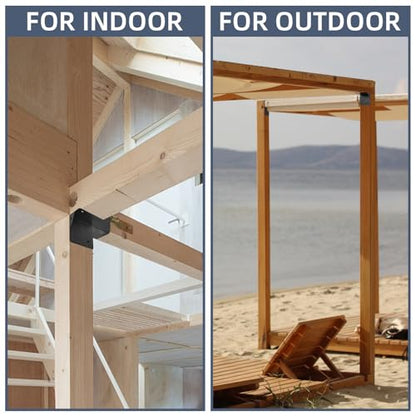 Pergola Bracket Kit 4''x4'', 4pcs 3-Way Right Angle Corner Bracket with Screws Pergola Corner Brackets for Gazebos Patio Pergolas Wooden House