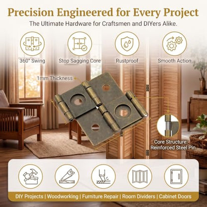8-Pack 360° Retro Double Acting Hinges – Antique Brass Folding Screen - color: Bronze