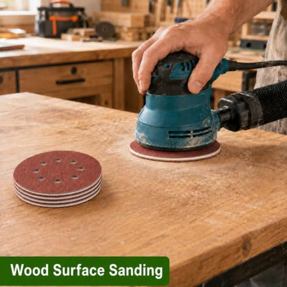 100 Pcs 5 Inch 8 Hole Sanding Discs, Round Hook and Loop Sandpaper for Random Orbital Sander (150 Grit) - size: 150 Grit