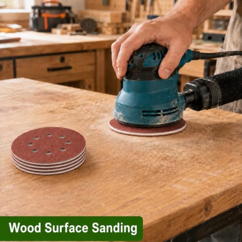 100 Pcs 5 Inch 8 Hole Sanding Discs, Round Hook and Loop Sandpaper for Random Orbital Sander (320 Grit) - size: 320 Grit
