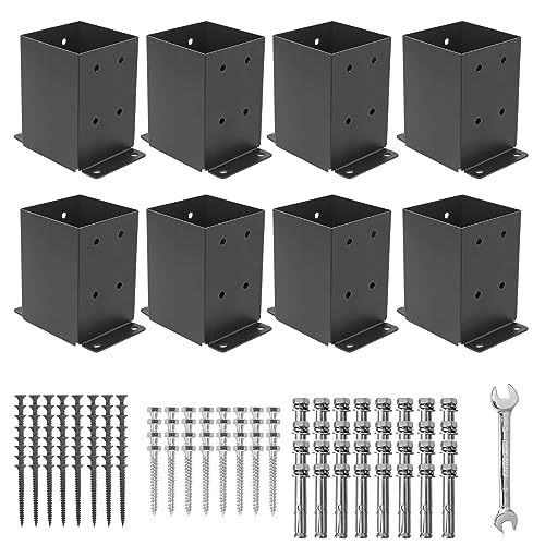 8 Pcs 4"× 4" Post Base|(Inner Size 3.6"x3.6") Post Brackets| - size: 8 Pcs, style: 4"x 4"