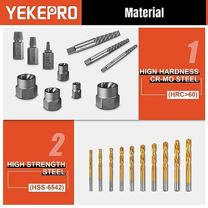 40 Pcs Broken Bolt Extractor Kit with Easy Out Screw Extractor Set - size: 40-Piece Bolt & Screw Extractor Set