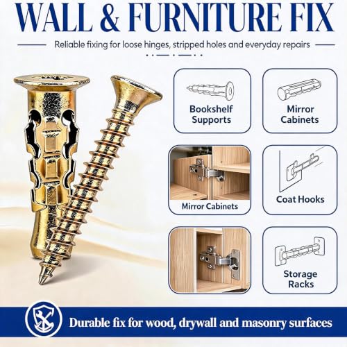 100 Pcs Hinge Repair Screw Set with Anchor Kit & Box