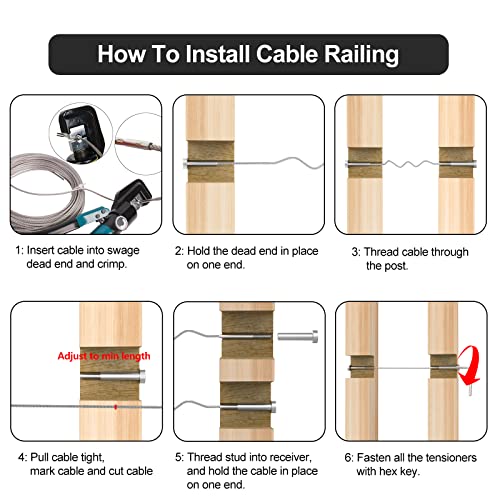 BLIKA 20 Pack 1/8" Invisible Cable Railing Kit,for Wood/Metal Deck Posts - size: 1/8"