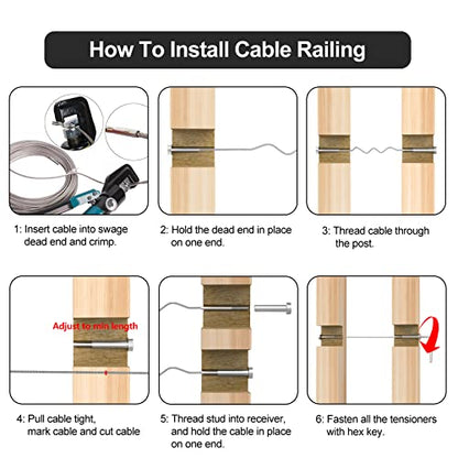 BLIKA 20 Pack 1/8" Invisible Cable Railing Kit,for Wood/Metal Deck Posts - size: 1/8"