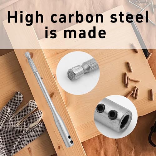 1Pc 1/4" Hex Extension Drill Bit Set, 6" Wood Spade Drill Bit Extender, High-Carbon Steel Extension Shaft with 1 Wrench Keys, for Carpentry, Furniture, Construction Projects - size: 6inch