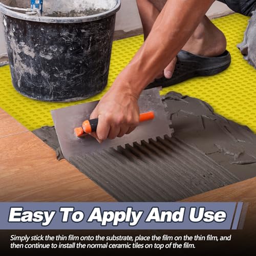 Drydiet 54 Sqft Uncoupling Membrane for Tile 1/8''(3mm), Yellow - color: Yellow, size: 54 Sqft