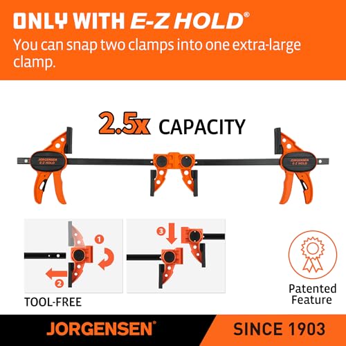 JORGENSEN E-Z Hold 4-Pack 6" 200LBS Light Duty Woodworking Bar Clamps - size: 4 Count (Pack of 1)