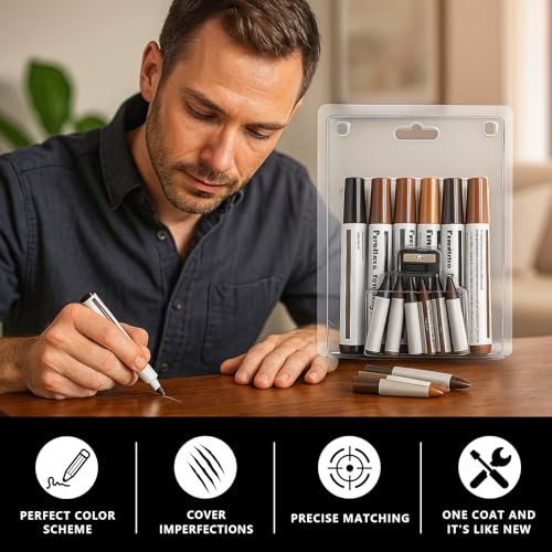 Wood Furniture Repair Kit Wood Markers - Set of 13 - Wood Repair Kit for Stains, Scratches, Wood Floors, Tables, Desks, Carpenters, Bedposts, Touch Ups, and Cover Ups (Wood Repair Kit)