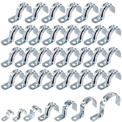 Swpeet 30Pcs 1-1/4"(32mm) Zinc Plated One Hole EMT Pipe Strap Kit, Pipe Straps U Bracket Tube Strap Pipe Clamp 1 Hole Snap On Pipe Strap Conduit Clamps Tension Clips for Fixing EMT Conduit Pipe - style: 1-1/4"-32mm
