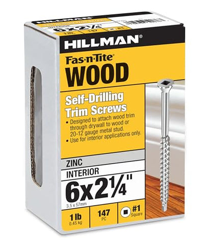Hillman Trim Screws, #6 x 2-1/4in, 147 Pack, Zinc